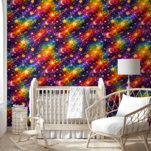Title rainbow galaxy magic stars and moon's wallpa wallpaper