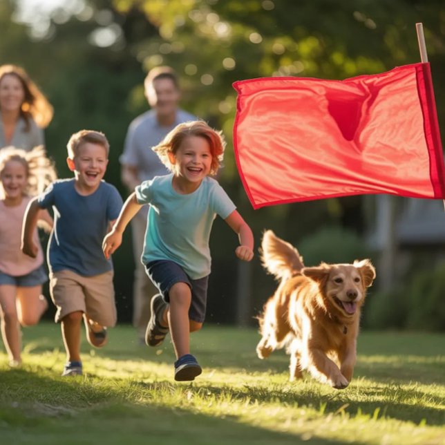 Title: Red Capture Flag Kit Family Fun (Emotional Weekend Family Moment,One Day Together. Make It Count.Family Playing + Red Flag Clear)