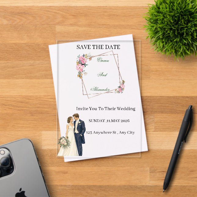 Title Rustic Floral Save The Date Wedding  (Insitu (Invitation Card))