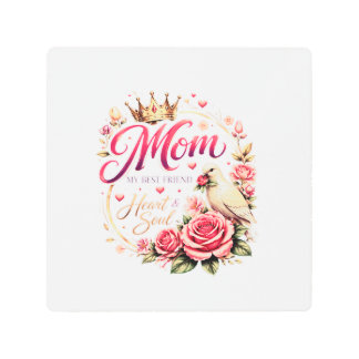 🌸 Title (SEO + Trending) Mom Crown Rose Design –  Metal Print