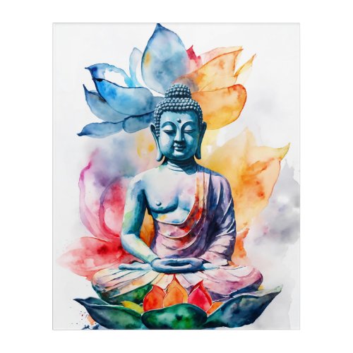 Title Serene Buddha Watercolor Acrylic Wall Art