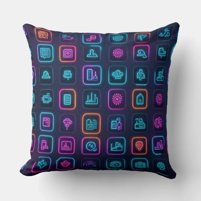Title: set of icons for design , Collection of Vec Throw Pillow (Front)