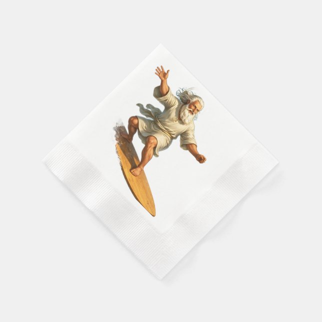 Title surfing Moses funny biblical art party paper Napkins (Corner)
