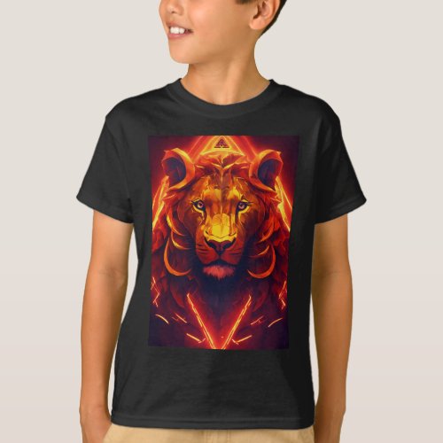 Title Symmetry of the Wild Geometric Lion Split T_Shirt
