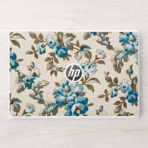 Title Vintage Blue and Turquoise Floral Textile Fa HP Laptop Skin