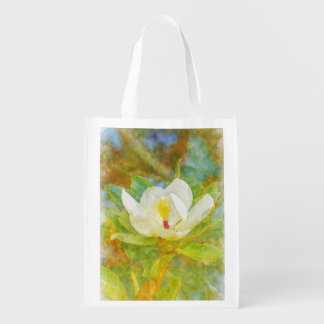 Title Watercolor Magnolia Bloom Tote Bag
