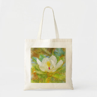 Title Watercolor Magnolia Bloom Tote Bag