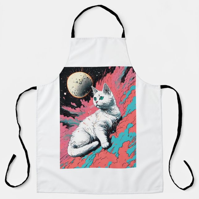 **Title:**"Whiskered Whimsy: Feline Frenzy print" Apron (Front)