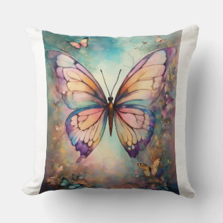 Title: "Whispering Wings: Hand-Drawn Butterfly Dre Throw Pillow