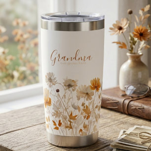 Title Wildflower Botanical Grandma Birthday Love Insulated Tumbler