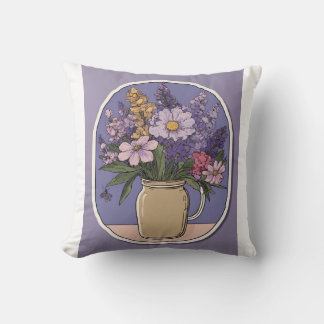 **Title: Wildflower Bouquet Sticker Design for Bro Throw Pillow