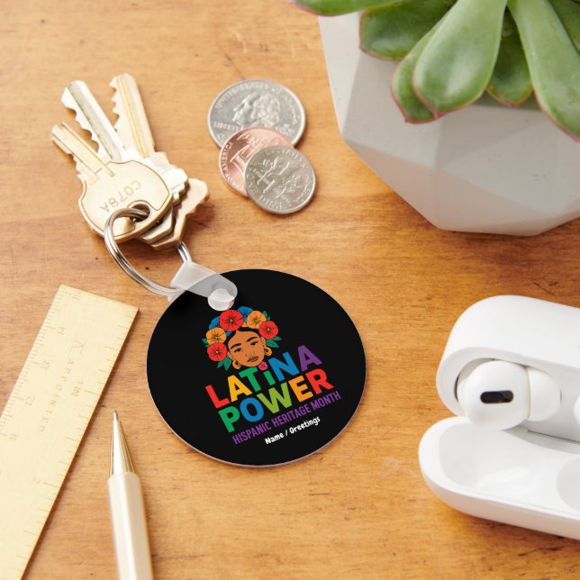 Title: Women Latina Power Flowers Hispanic Month Keychain (Desk)