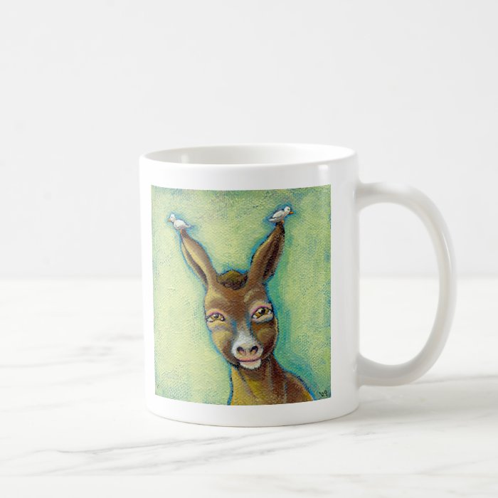 Titled  2 Weary Travelers, 1 Hospitable Donkey Mugs