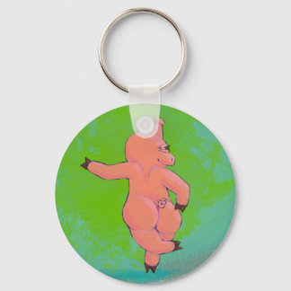 Titled:  Elusive Irish Dancing Pig Keychain