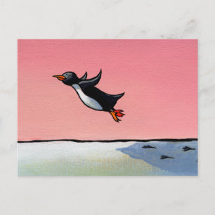 Titled: Eternal Optimist - ambitious penguin art Postcard