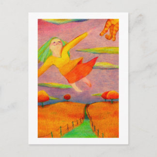 Titled: Flying Girl ~ Fun happy PERSONALIZED art Postcard