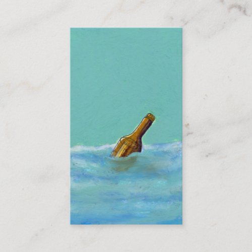 Titled  Message _ bottle at sea drawing ART Business Card