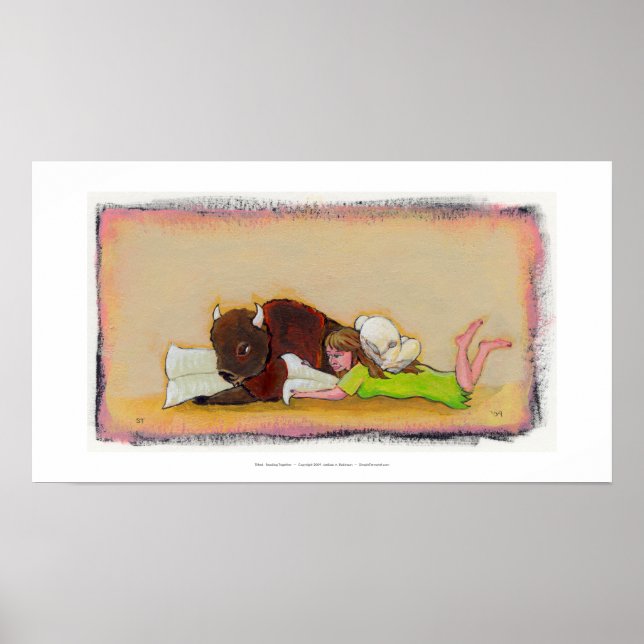 Titled:  Reading Together - Buffalo and fairy Poster (Front)