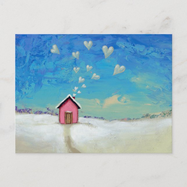 Titled: Staying Warm - cabin of love - Your words Postcard (Front)