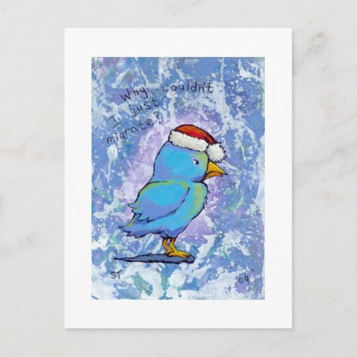 Titled  Tiny Art 598 _ Angry Santa Bird ART Holiday Postcard