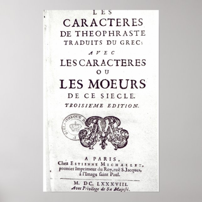 Titlepage 'Les Caracteres de Theophraste Poster (Front)