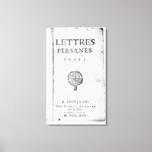 Titlepage of Les Lettres Persanes Canvas Print