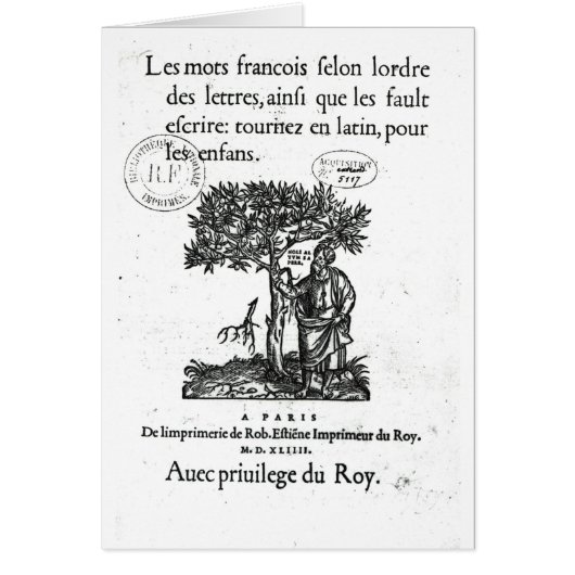 Titlepage of the first French-Latin dictionary Cards (Front)