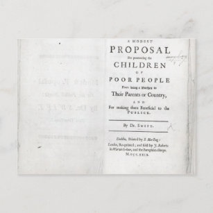 Titlepage to 'A Modest Proposal' Postcard