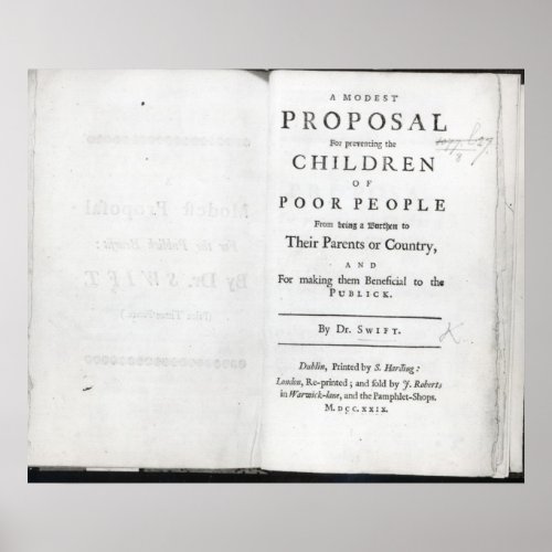 Titlepage to A Modest Proposal Poster