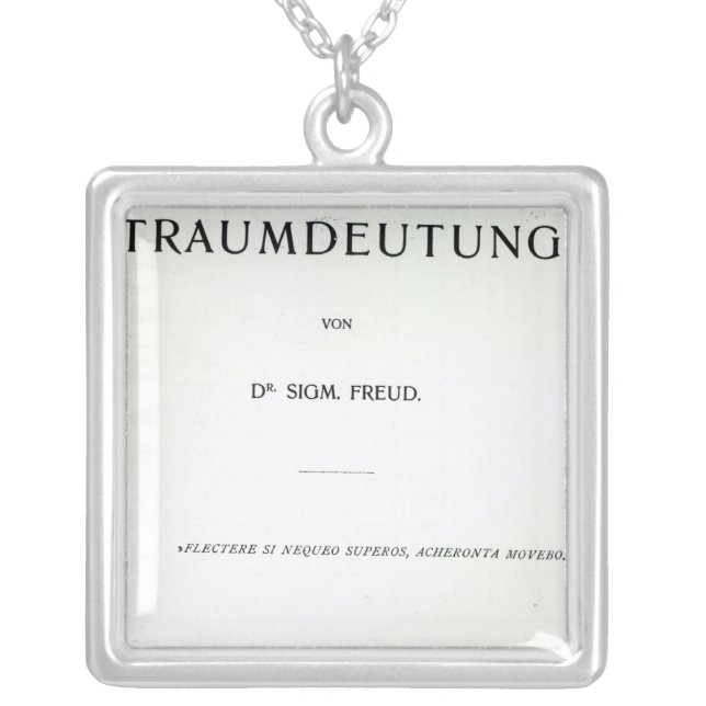 Titlepage to Die Traumdeutung by Sigmund Freud Silver Plated Necklace (Front)