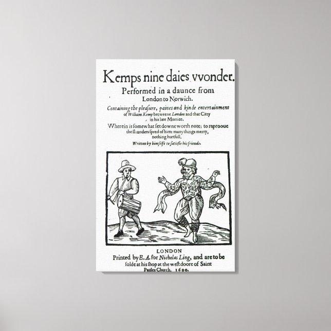 Titlepage to William Kemp's Canvas Print (Front)