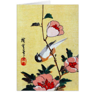 Titmouse and Peonies, Hiroshige Cards