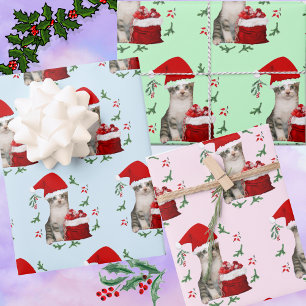 Tito the Cat's Pastel Christmas Wrapping Paper Sheets