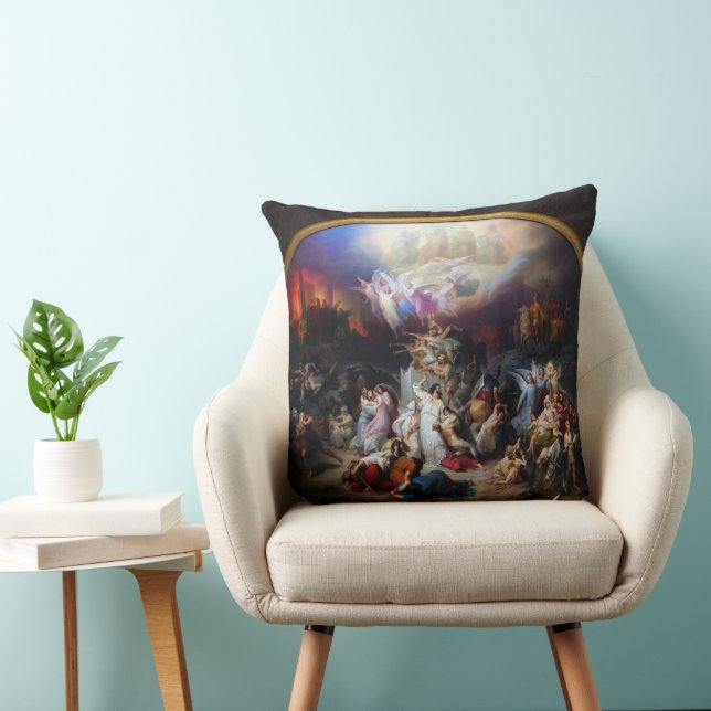 Titus destroying Jerusalem by Wilhelm von Kaulbach Throw Pillow (Chair)