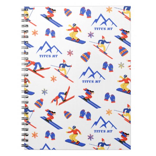 Titus Mountain New York Ski Snowboard Pattern Notebook