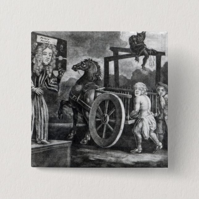 Titus Oates on the third day of his punishment Button (Front)
