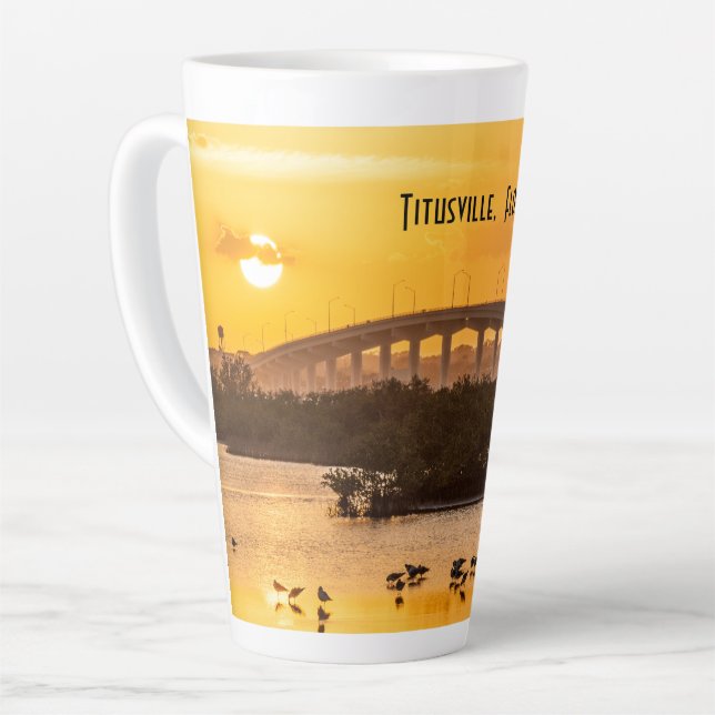 Titusville, Florida Bridge at Sunset - Photography Latte Mug (Left Angle)