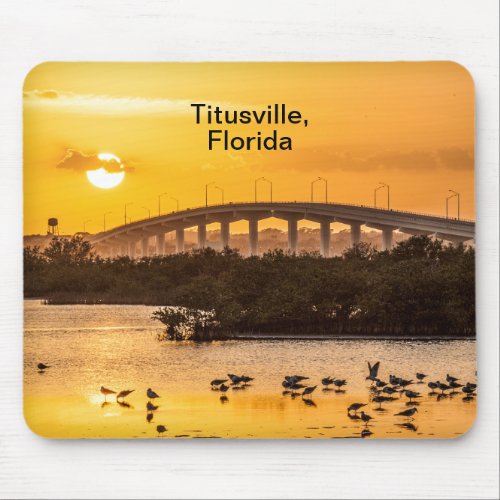 Titusville Florida Bridge at Sunset _ Photography Mouse Pad