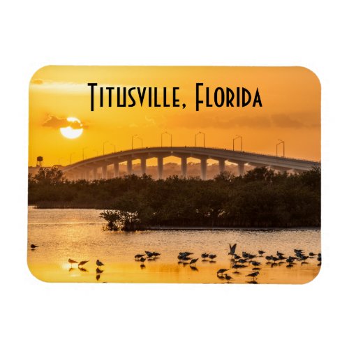   Titusville Florida Bridge Sunset Travel Photo  Magnet