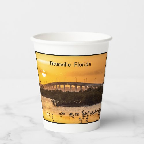 Titusville Florida Bridge Sunset Travel Photo  Paper Cups