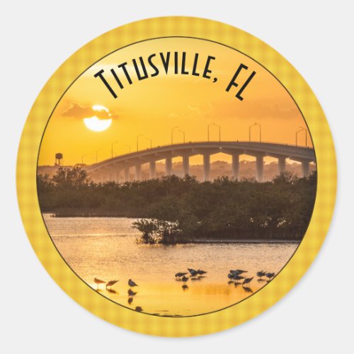 Titusville Florida Sunset Travel Photography Classic Round Sticker