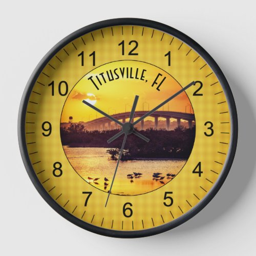 Titusville Florida Sunset Travel Photography Clock