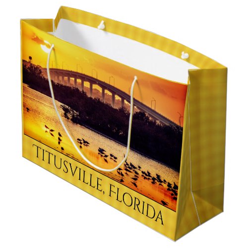 Titusville Florida Sunset Travel Photography Large Gift Bag