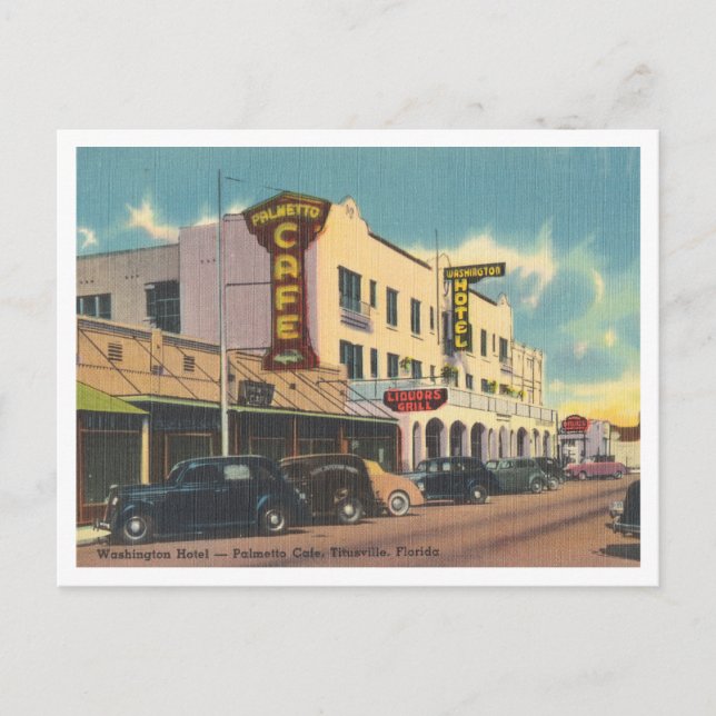 Titusville, Florida vintage street scene 1940s Postcard (Front)
