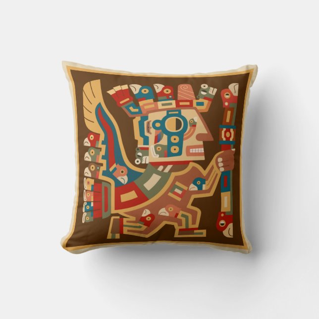 Tiwanaku Sun Warrior Throw Pillow (Front)