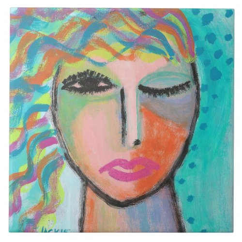 Tizzy Original Abstract Portrait of a Woman Ceramic Tile