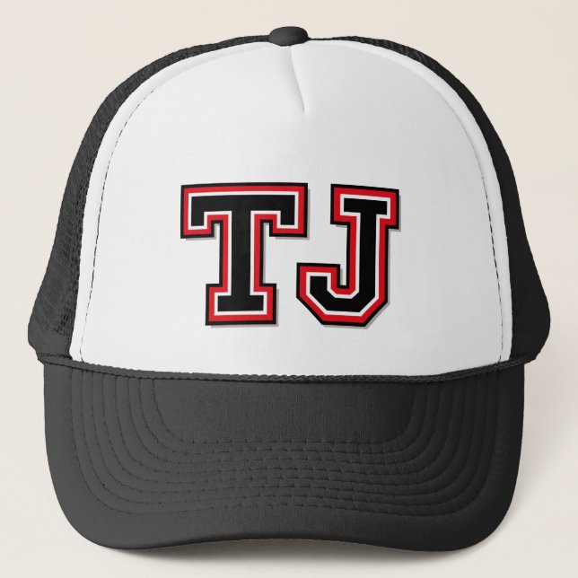 'TJ' Monogram Trucker Hat (Front)