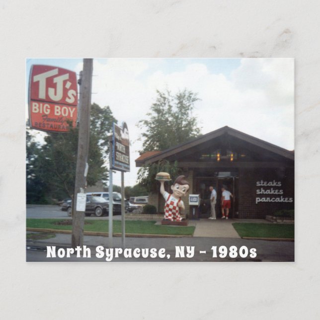 TJ's Big Boy North Syracuse 1980s Postcard (Front)