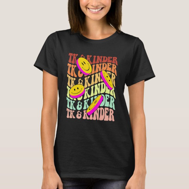 TK and Kinder retro smile face Back To School kind T-Shirt (Front)