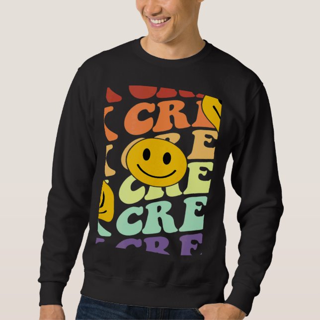 Tk crew squad retro smile face Back To School kind Sweatshirt (Front)